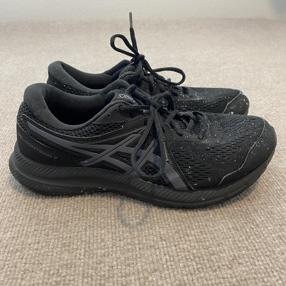 ASICS GEL-Contend 7 Shoes Mens 8.5 Black Speckled Mesh Running Sneakers 1011B040